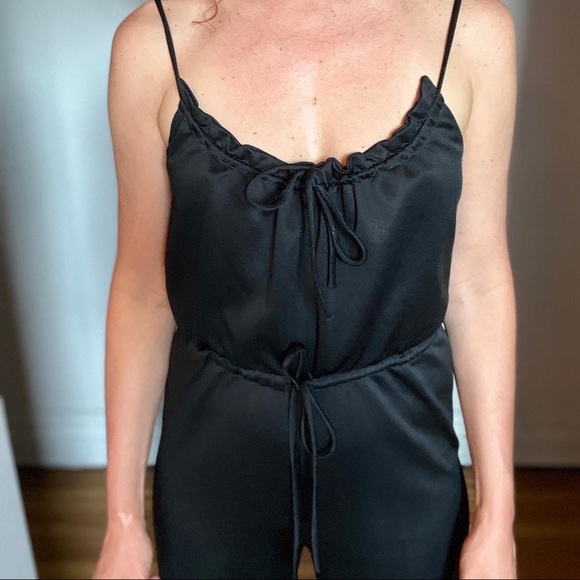 Vintage 70s black bell bottom jumpsuit/ playsuit. Sz sm. - Picture 5 of 9